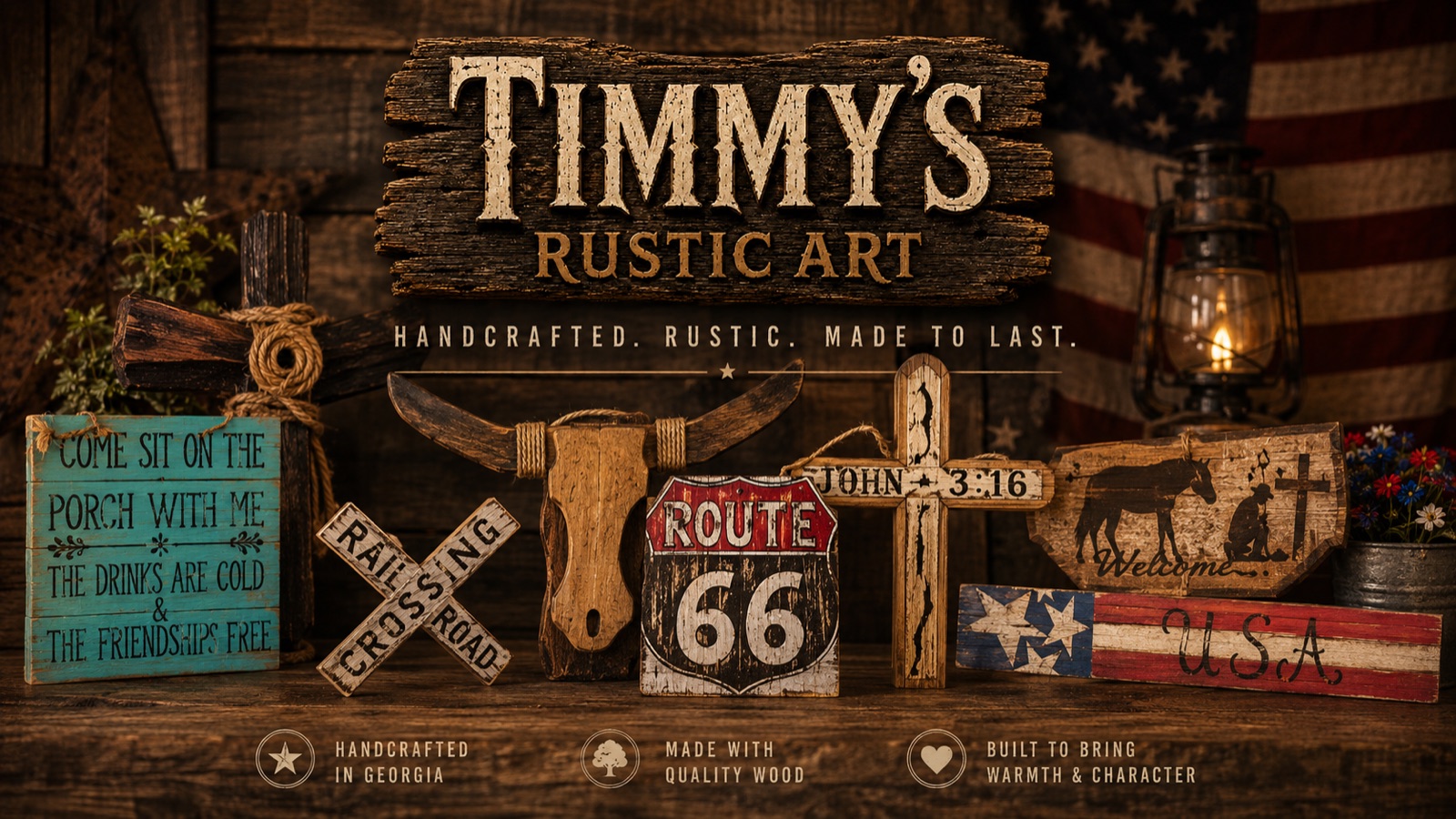 Timmy's Rustic Art — handcrafted rustic wood signs, crosses, and décor. Shop the collection.